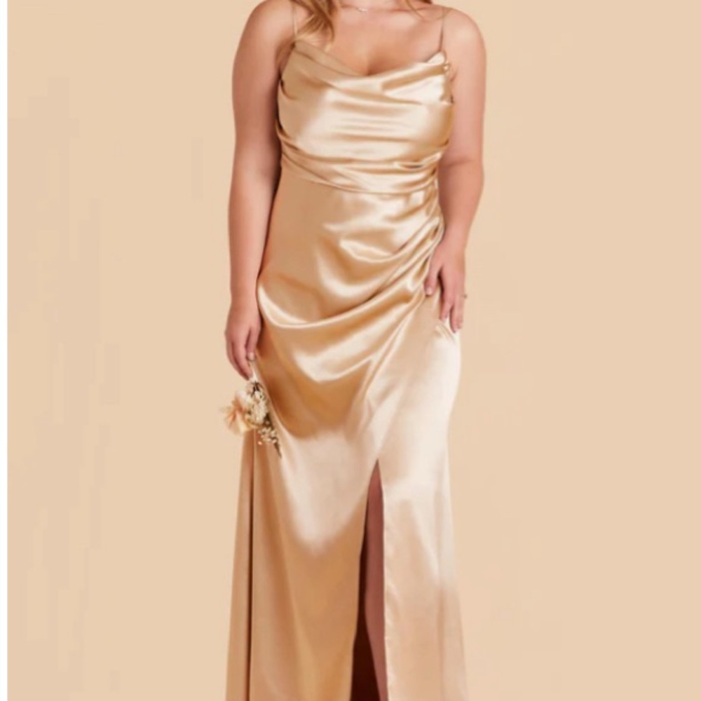 Elegant Gold Satin Evening Gown
